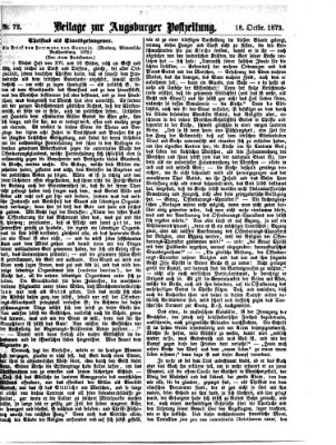 Augsburger Postzeitung Samstag 18. Oktober 1873