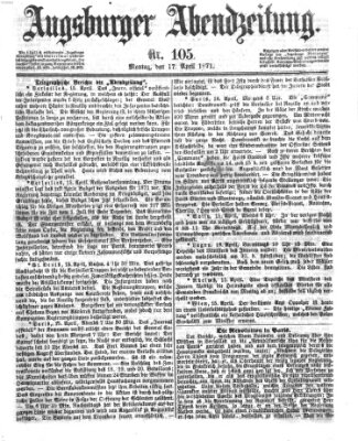 Augsburger Abendzeitung Montag 17. April 1871