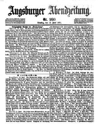 Augsburger Abendzeitung Dienstag 13. Juni 1871