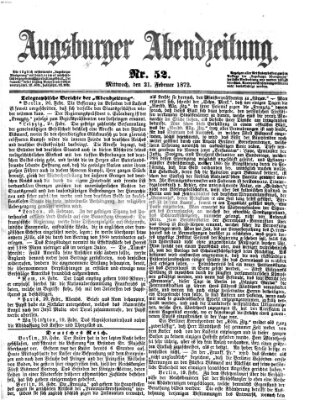 Augsburger Abendzeitung Mittwoch 21. Februar 1872