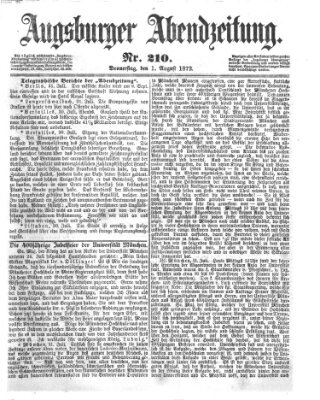Augsburger Abendzeitung Donnerstag 1. August 1872