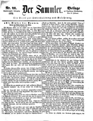 Der Sammler (Augsburger Abendzeitung) Dienstag 20. Februar 1872