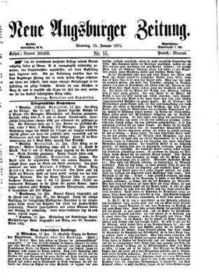 Neue Augsburger Zeitung Sonntag 15. Januar 1871