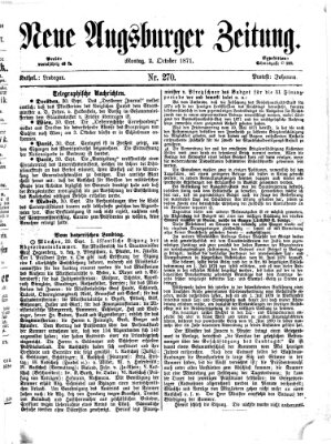 Neue Augsburger Zeitung Montag 2. Oktober 1871