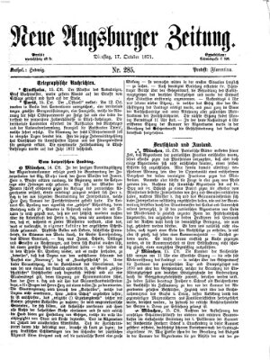 Neue Augsburger Zeitung Dienstag 17. Oktober 1871
