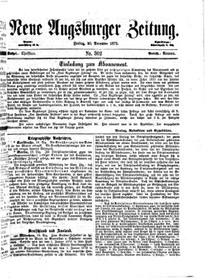 Neue Augsburger Zeitung Freitag 20. Dezember 1872