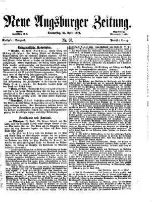 Neue Augsburger Zeitung Donnerstag 24. April 1873
