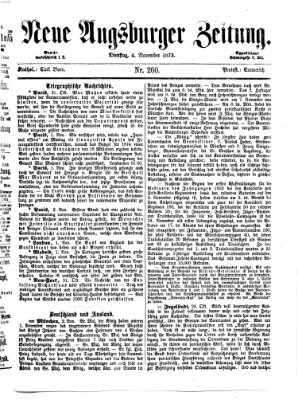 Neue Augsburger Zeitung Dienstag 4. November 1873
