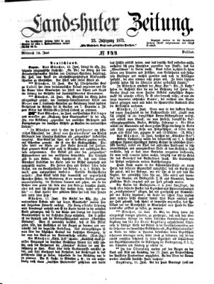 Landshuter Zeitung Mittwoch 14. Juni 1871