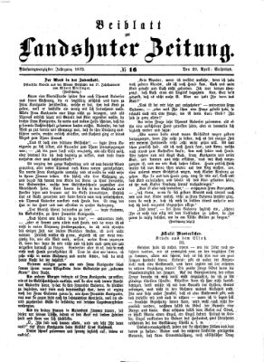 Landshuter Zeitung Sonntag 20. April 1873