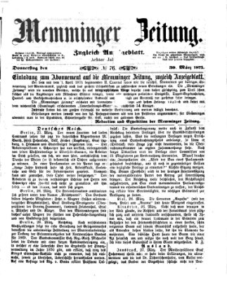 Memminger Zeitung Donnerstag 30. März 1871