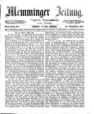 Memminger Zeitung Donnerstag 16. November 1871