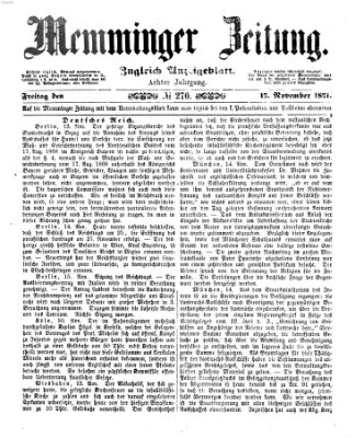 Memminger Zeitung Freitag 17. November 1871