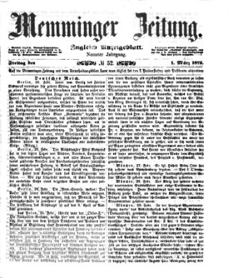 Memminger Zeitung Freitag 1. März 1872