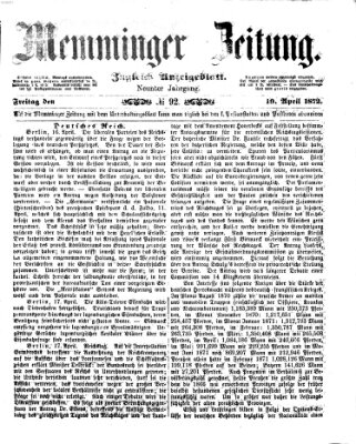 Memminger Zeitung Freitag 19. April 1872