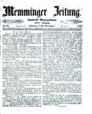Memminger Zeitung Samstag 29. November 1873
