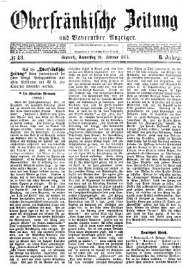 Oberfränkische Zeitung und Bayreuther Anzeiger (Bayreuther Anzeiger) Donnerstag 20. Februar 1873