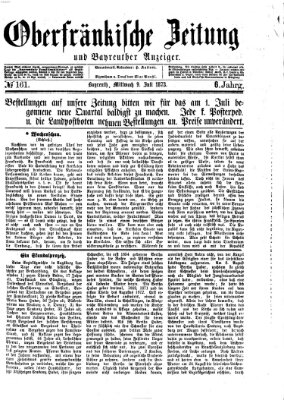 Oberfränkische Zeitung und Bayreuther Anzeiger (Bayreuther Anzeiger) Mittwoch 9. Juli 1873