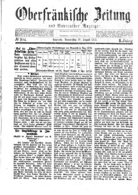 Oberfränkische Zeitung und Bayreuther Anzeiger (Bayreuther Anzeiger) Donnerstag 28. August 1873