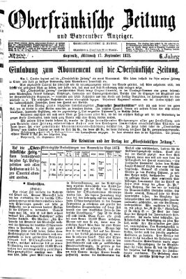 Oberfränkische Zeitung und Bayreuther Anzeiger (Bayreuther Anzeiger) Mittwoch 17. September 1873