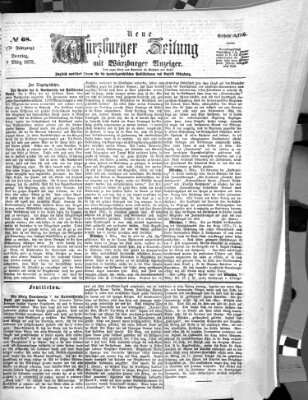 Neue Würzburger Zeitung Sonntag 9. März 1873