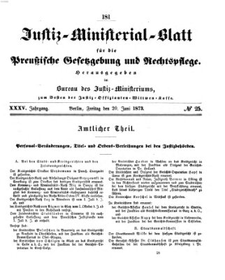Justiz-Ministerialblatt für die preußische Gesetzgebung und Rechtspflege Freitag 20. Juni 1873