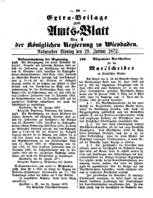 Amtsblatt der Regierung in Wiesbaden (Herzoglich-nassauisches allgemeines Intelligenzblatt) Montag 29. Januar 1872