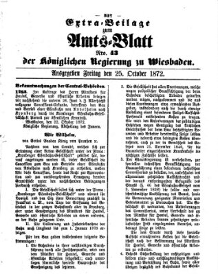 Amtsblatt der Regierung in Wiesbaden (Herzoglich-nassauisches allgemeines Intelligenzblatt) Freitag 25. Oktober 1872