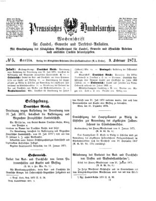 Preußisches Handels-Archiv Freitag 3. Februar 1871
