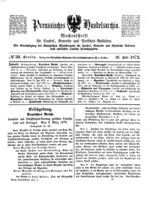 Preußisches Handels-Archiv Freitag 26. Juli 1872