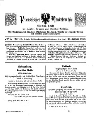 Preußisches Handels-Archiv Freitag 28. Februar 1873
