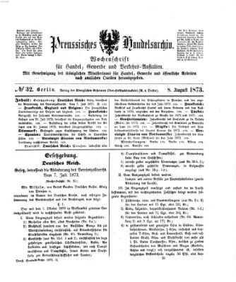 Preußisches Handels-Archiv Freitag 8. August 1873