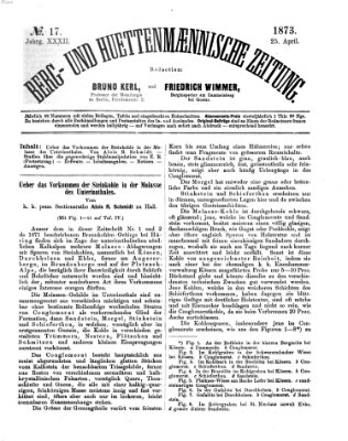 Berg- und hüttenmännische Zeitung Freitag 25. April 1873