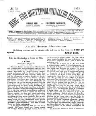 Berg- und hüttenmännische Zeitung Freitag 26. Dezember 1873