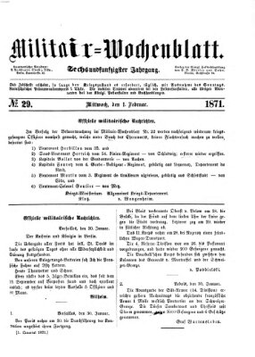 Militär-Wochenblatt Mittwoch 1. Februar 1871