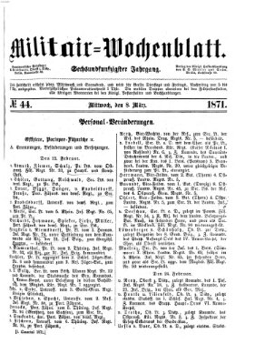 Militär-Wochenblatt Mittwoch 8. März 1871