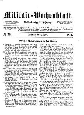 Militär-Wochenblatt Mittwoch 12. April 1871
