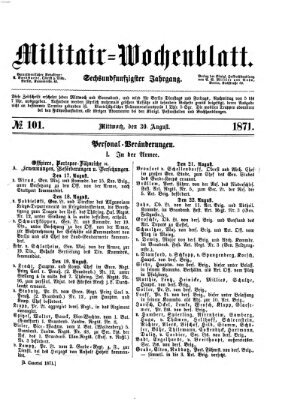 Militär-Wochenblatt Mittwoch 30. August 1871