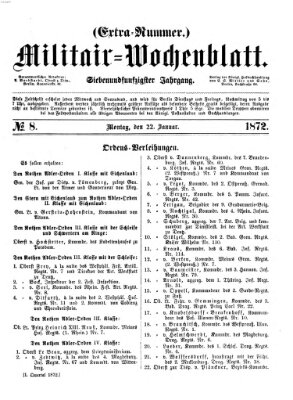 Militär-Wochenblatt Montag 22. Januar 1872