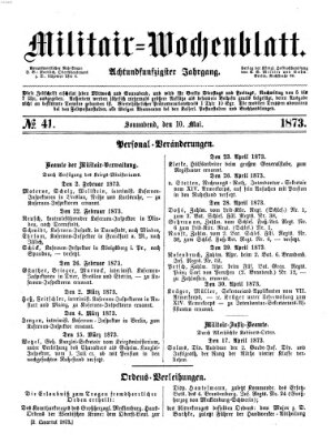 Militär-Wochenblatt Samstag 10. Mai 1873