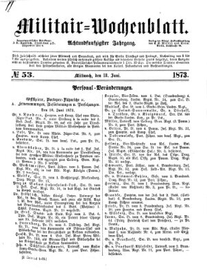 Militär-Wochenblatt Mittwoch 18. Juni 1873