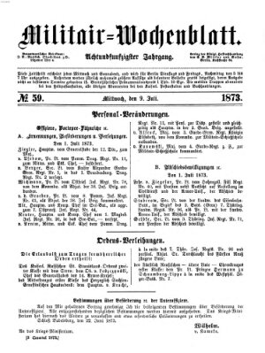 Militär-Wochenblatt Mittwoch 9. Juli 1873