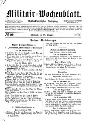 Militär-Wochenblatt Mittwoch 22. Oktober 1873