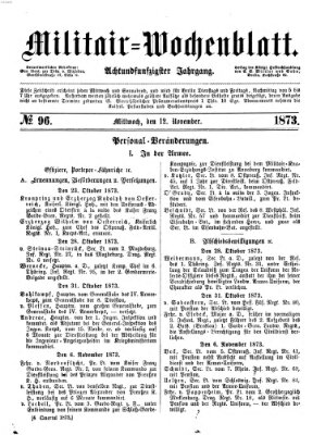 Militär-Wochenblatt Mittwoch 12. November 1873