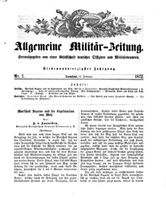 Allgemeine Militär-Zeitung Samstag 17. Februar 1872