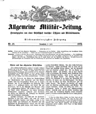 Allgemeine Militär-Zeitung Samstag 6. Juli 1872