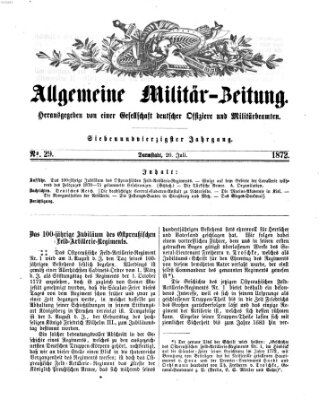 Allgemeine Militär-Zeitung Montag 29. Juli 1872