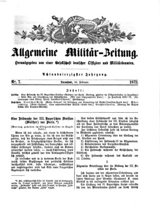 Allgemeine Militär-Zeitung Samstag 15. Februar 1873
