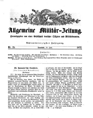 Allgemeine Militär-Zeitung Samstag 21. Juni 1873