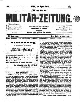 Neue Militär-Zeitung (Militär-Zeitung) Samstag 20. April 1872